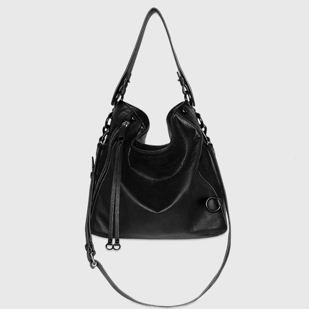 Rebecca Minkoff MAB M.A.B. Hobo Leather Bag Purse Black on Black Hardware